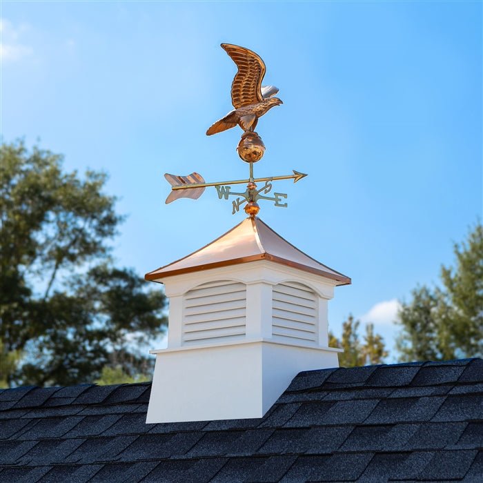 18" Square Coventry Vinyl Cupola with Eagle Weathervane - Good Directions
