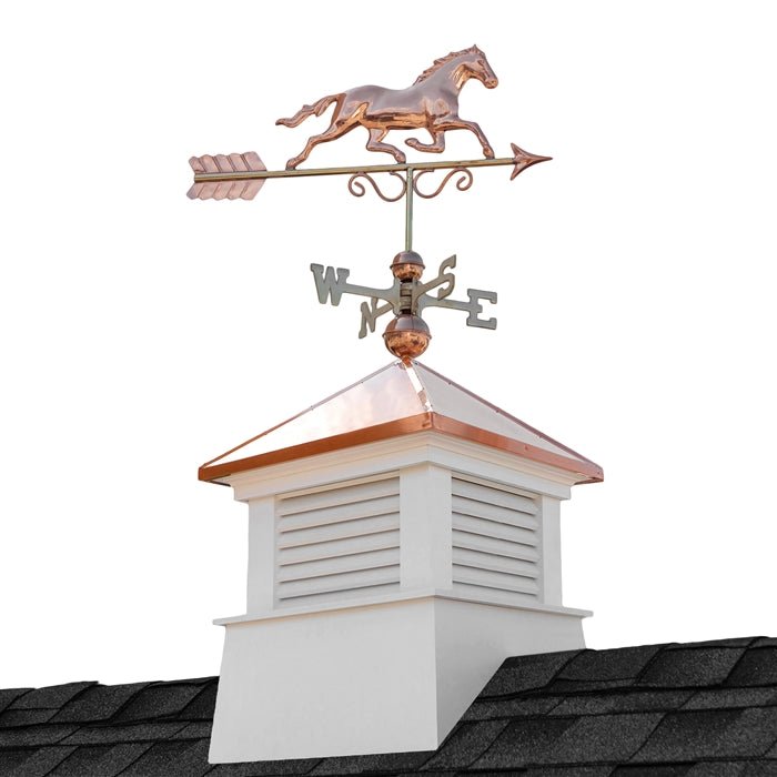 18" Square Manchester Vinyl Cupola with Horse Weathervane - Good Directions