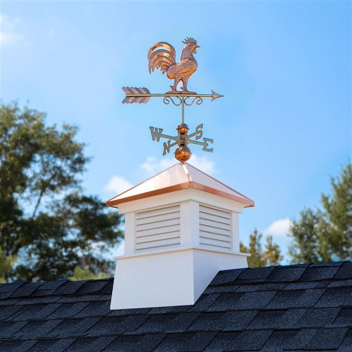 18" Square Manchester Vinyl Cupola with Rooster Weathervane - Good Directions