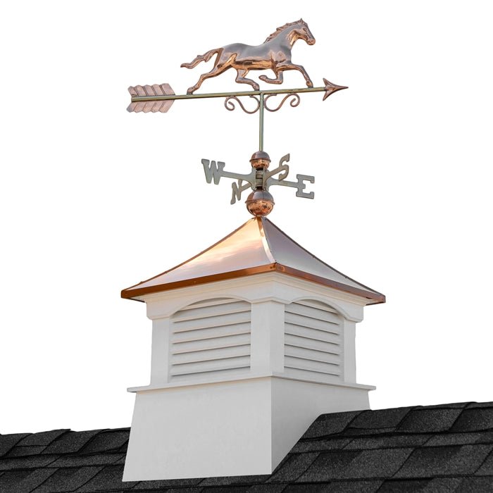 26" Square Coventry Vinyl Cupola with Horse Weathervane - Good Directions