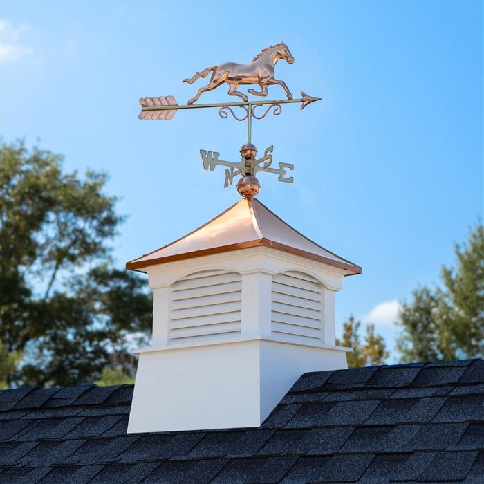 26" Square Coventry Vinyl Cupola with Horse Weathervane - Good Directions