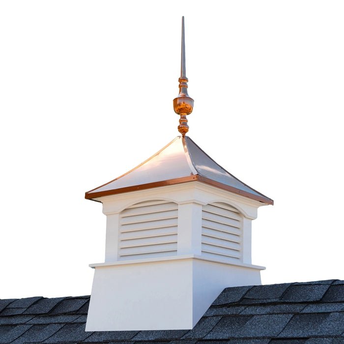 26" Square Coventry Vinyl Cupola with Victoria Copper Finial - Good Directions