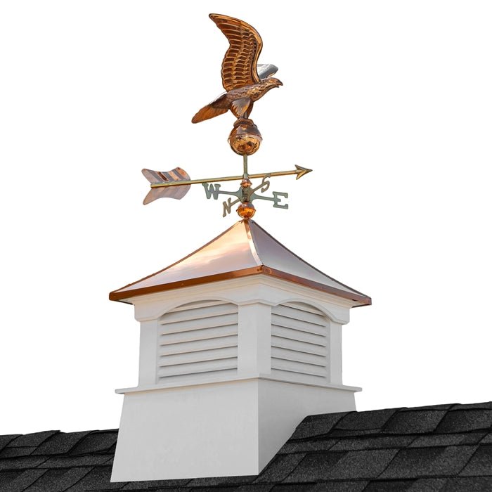 26" Square Coventry Vinyl Cupola with Eagle Weathervane - Good Directions