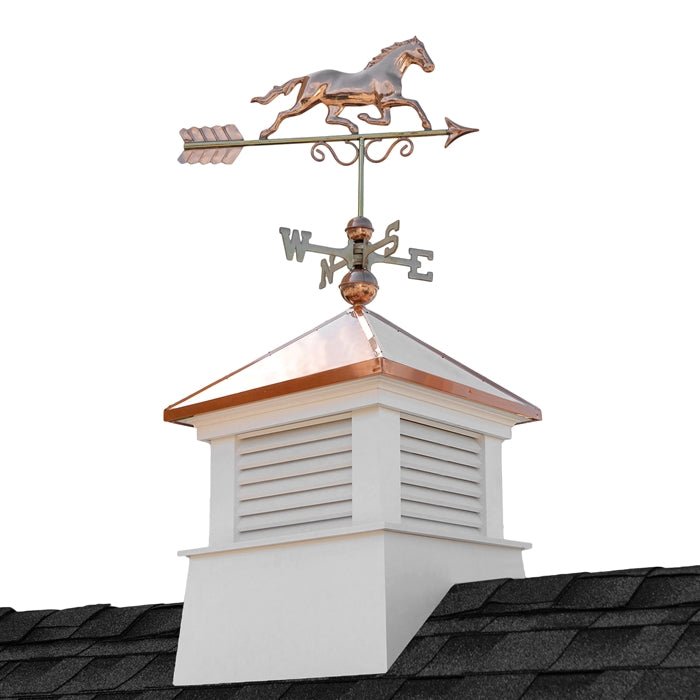 26" Square Manchester Vinyl Cupola with Horse Weathervane - Good Directions