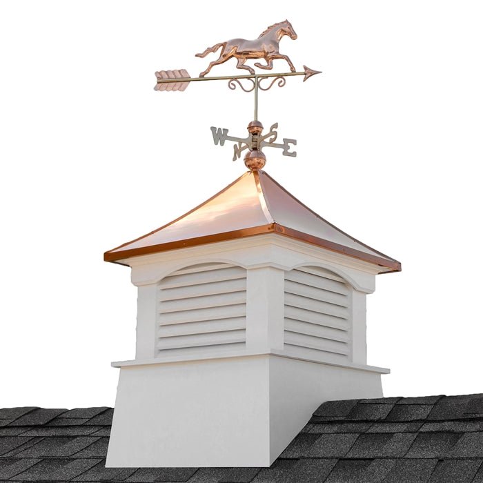 30" Square Coventry Vinyl Cupola with Horse Weathervane - Good Directions