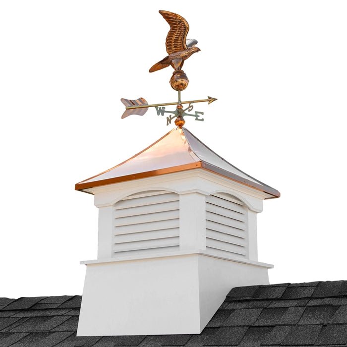30" Square Coventry Vinyl Cupola with Eagle Weathervane - Good Directions