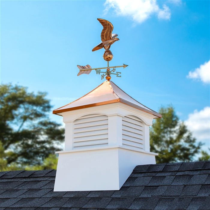 30" Square Coventry Vinyl Cupola with Eagle Weathervane - Good Directions