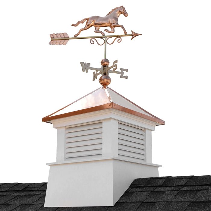 30" Square Manchester Vinyl Cupola with Horse Weathervane - Good Directions