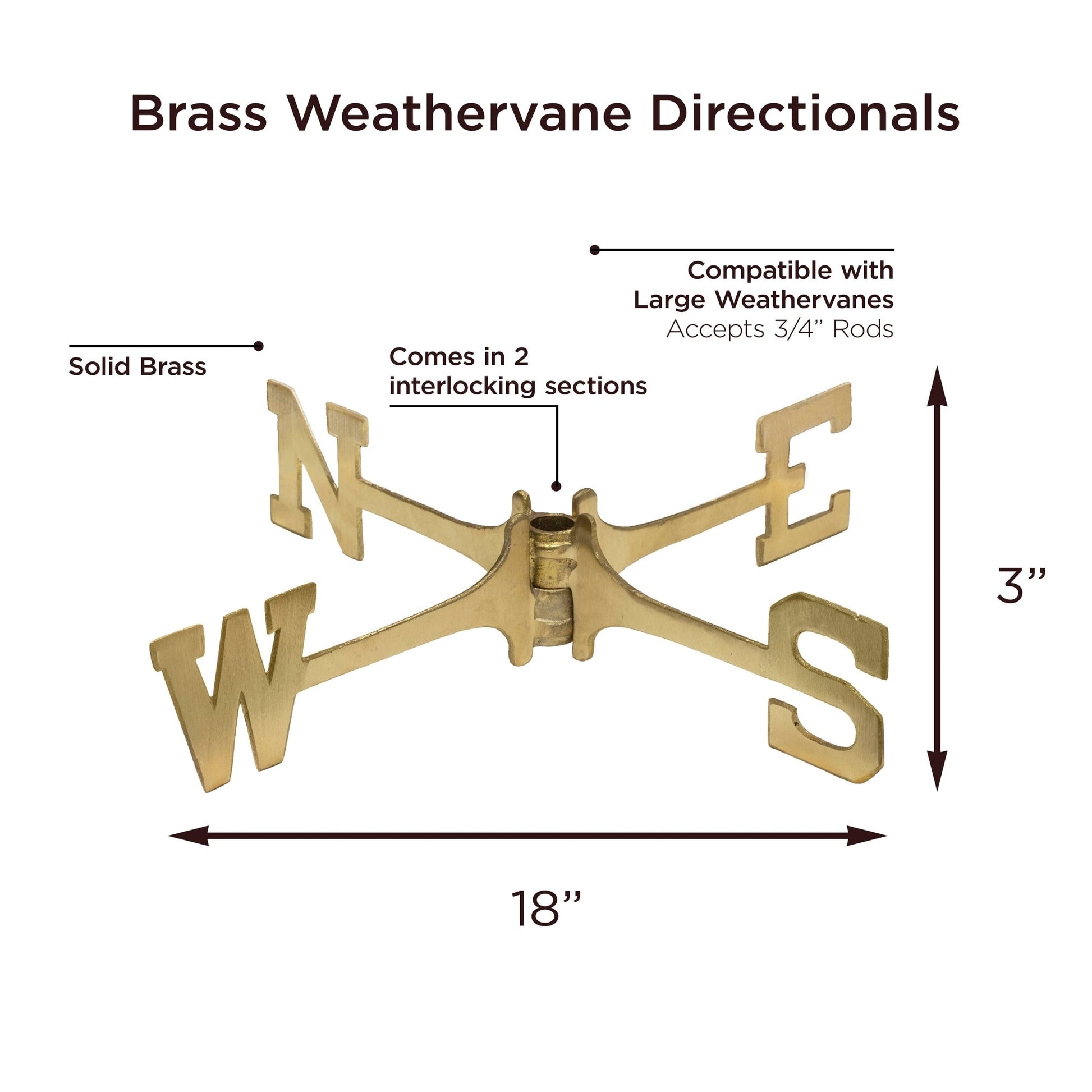 Brass Large 18" Weathervane Directionals - Good Directions