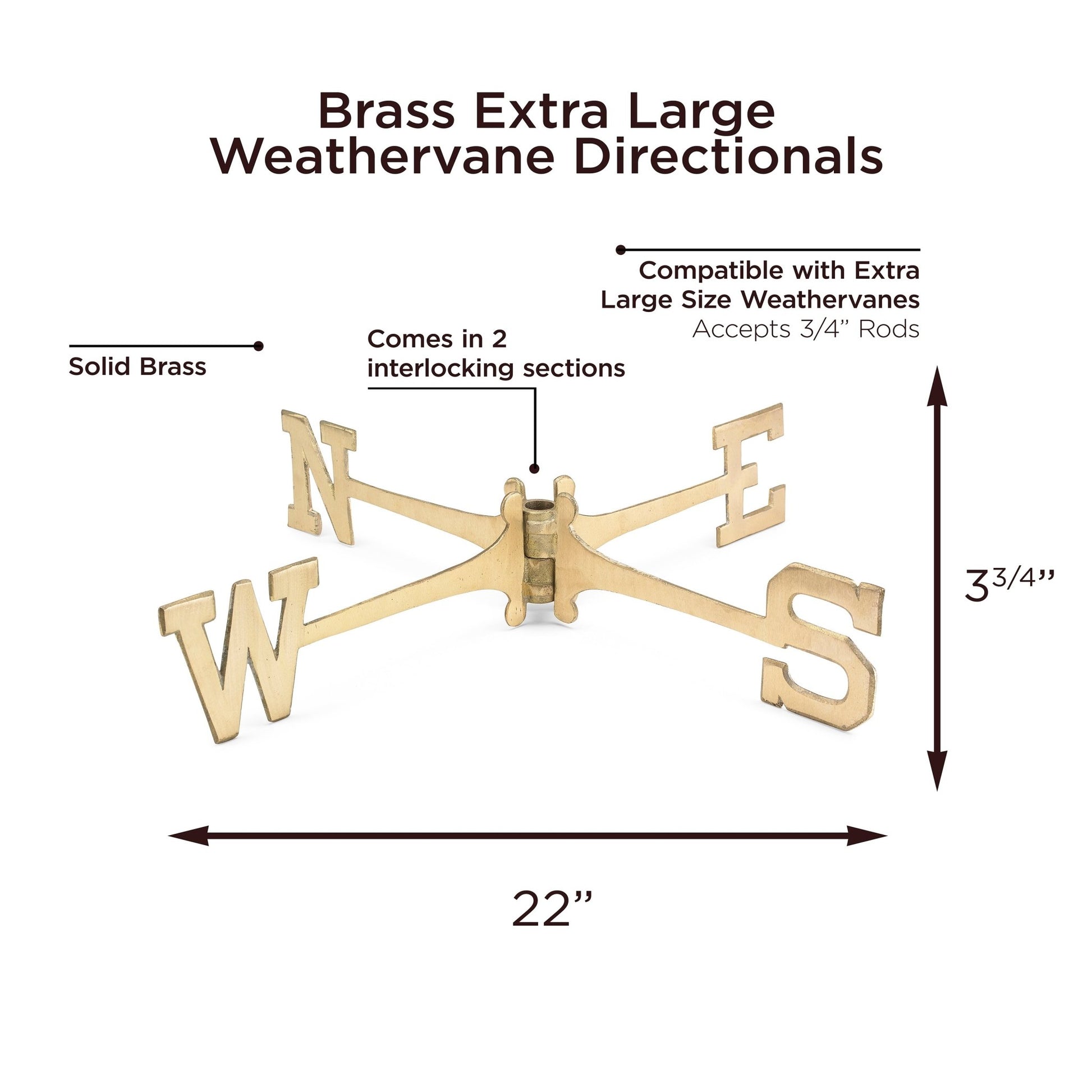 Brass Extra-Large 22" Weathervane Directionals - Good Directions