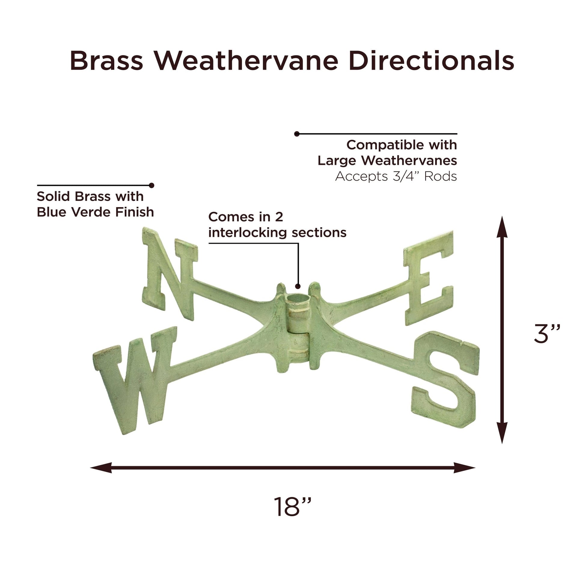 Brass Large 18" Weathervane Directionals - Good Directions