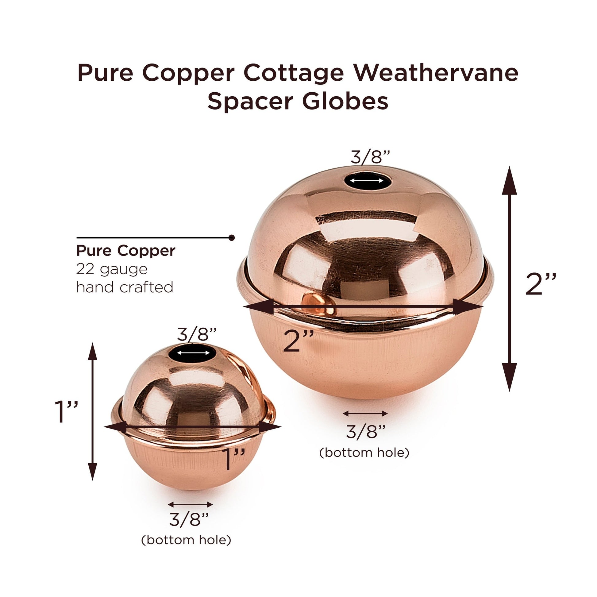 Copper Weathervane 1" & 2" Spacer Ball Set - Good Directions