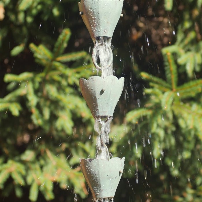 Tulip Rain Chain - 8.5 ft., with 13 Large Cups - Good Directions