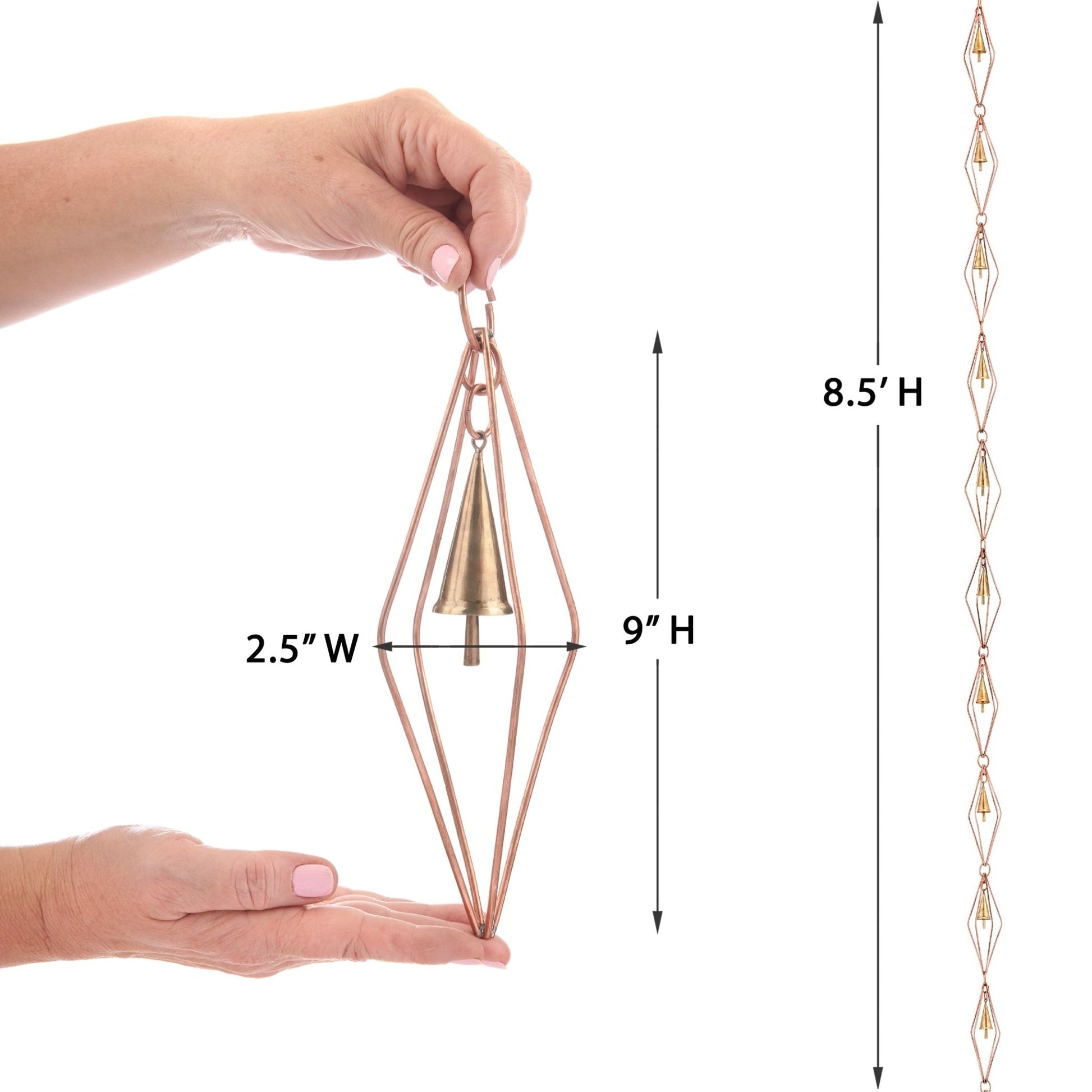 Diamond Rain Chain - 8.5 ft., with 9 Large Figures - Good Directions