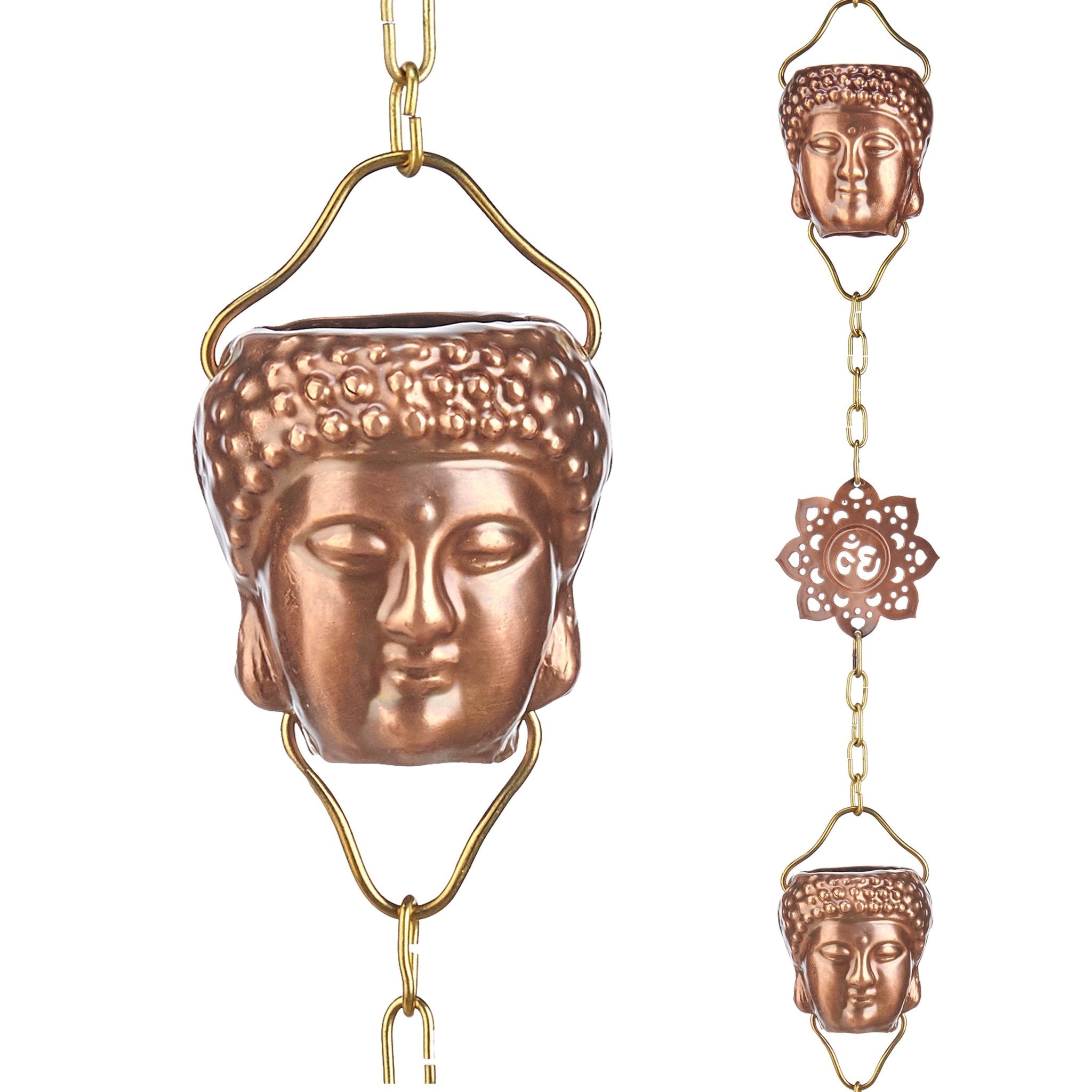 Buddha Head Rain Chain - 8.5 ft., with 12 Large Figures - Good Directions