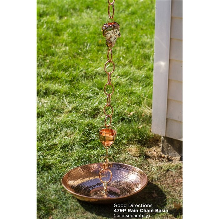 Wine and Glasses Rain Chain - 8.5 ft., with 4 Large Cups - Good Directions