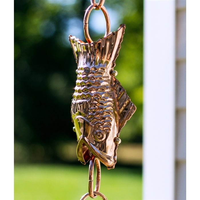 Fish Rain Chain - 8.5 ft., with 4 Large Figures - Good Directions