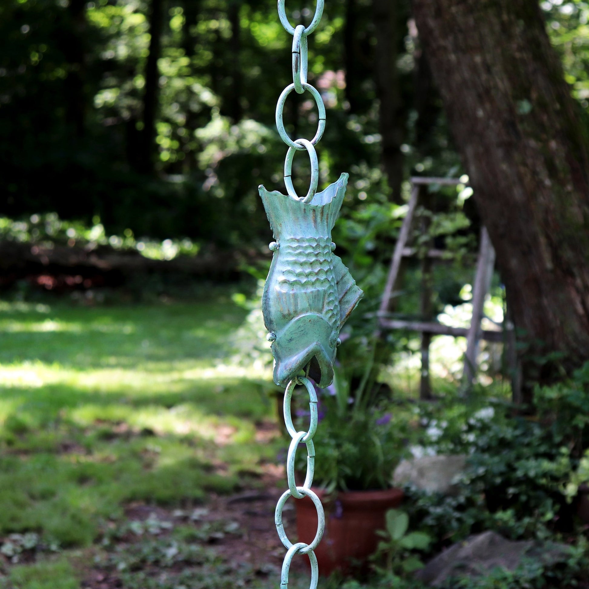 Fish Rain Chain - 8.5 ft., with 4 Large Figures - Good Directions