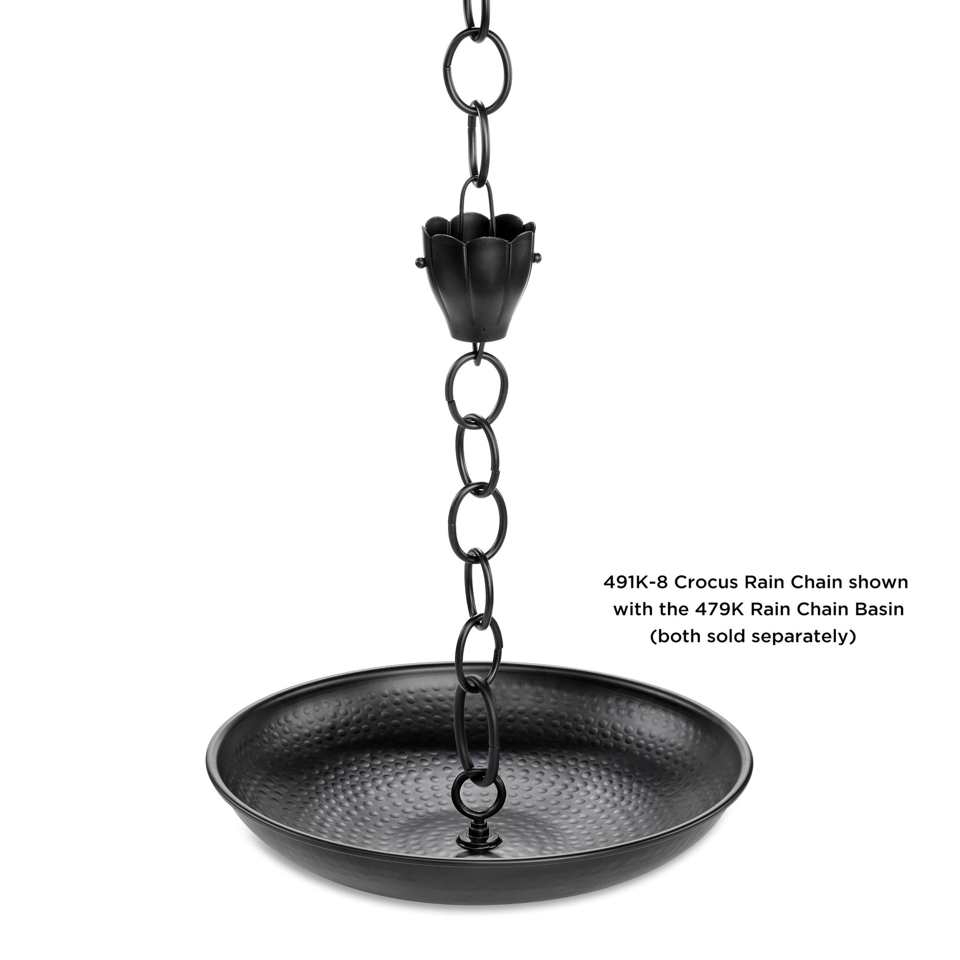 6 Cup Crocus Black Aluminum Rain Chain - Good Directions