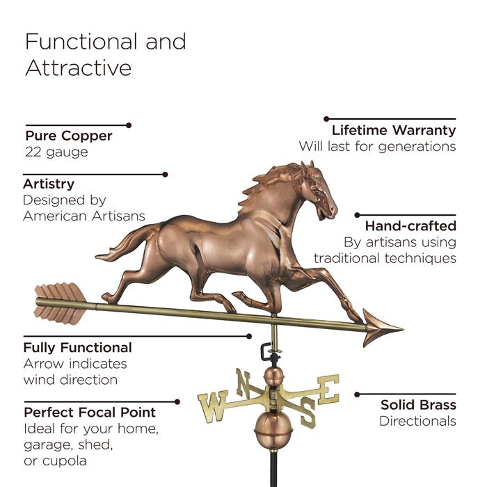 Horse Weathervane with Arrow - Good Directions