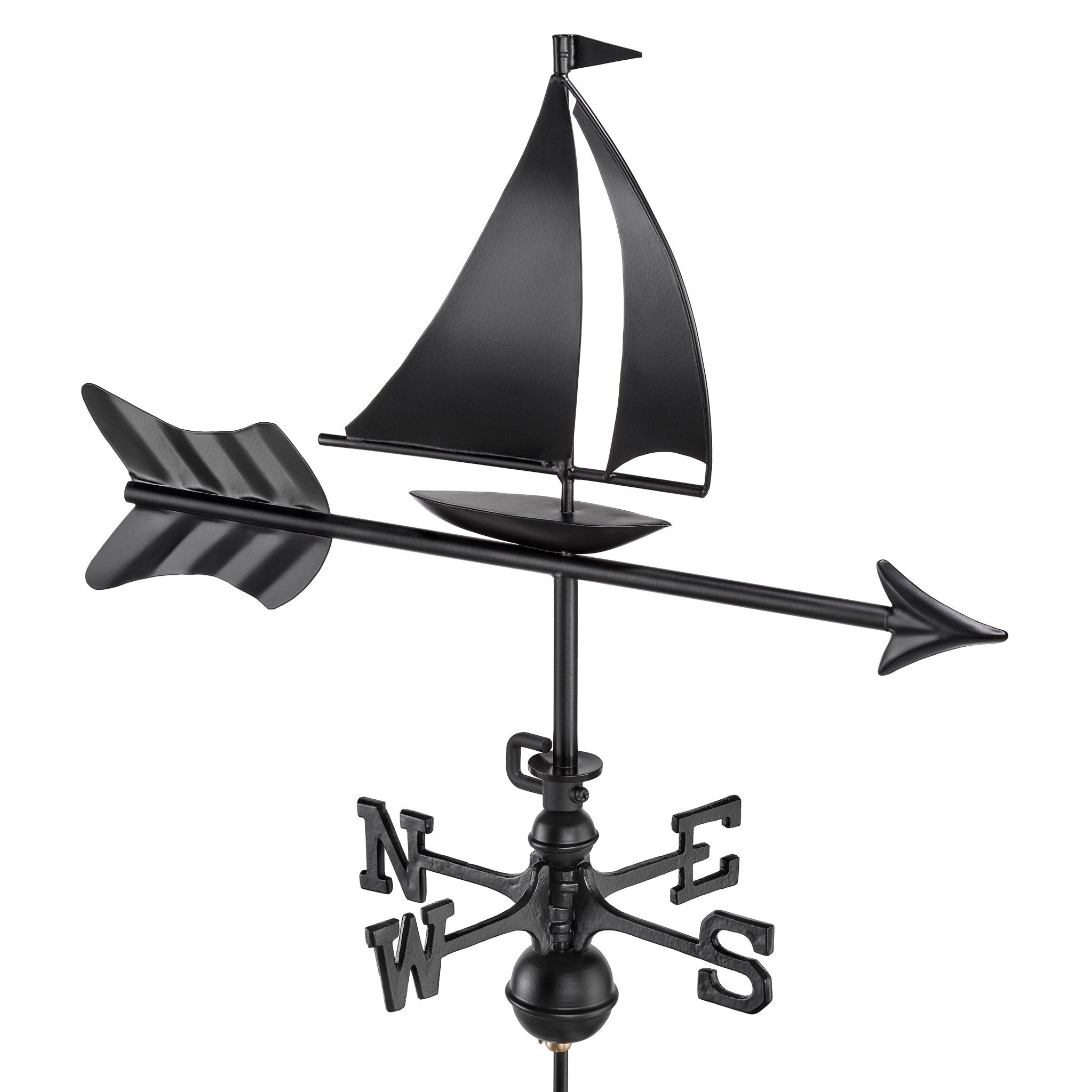 Black Aluminum Sailboat Cottage Weathervane - Good Directions
