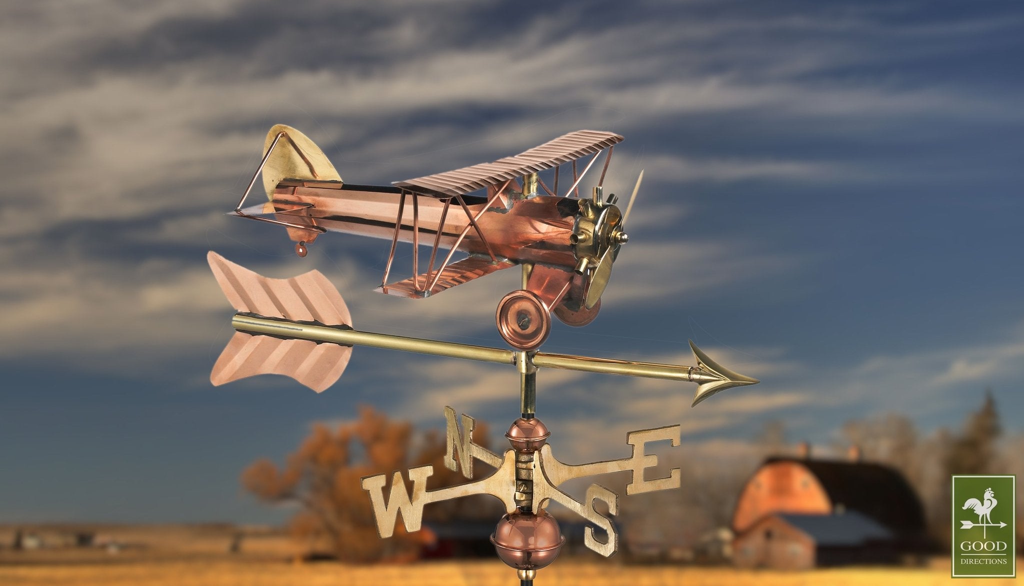 Biplane with Arrow Garden Weathervane - Good Directions
