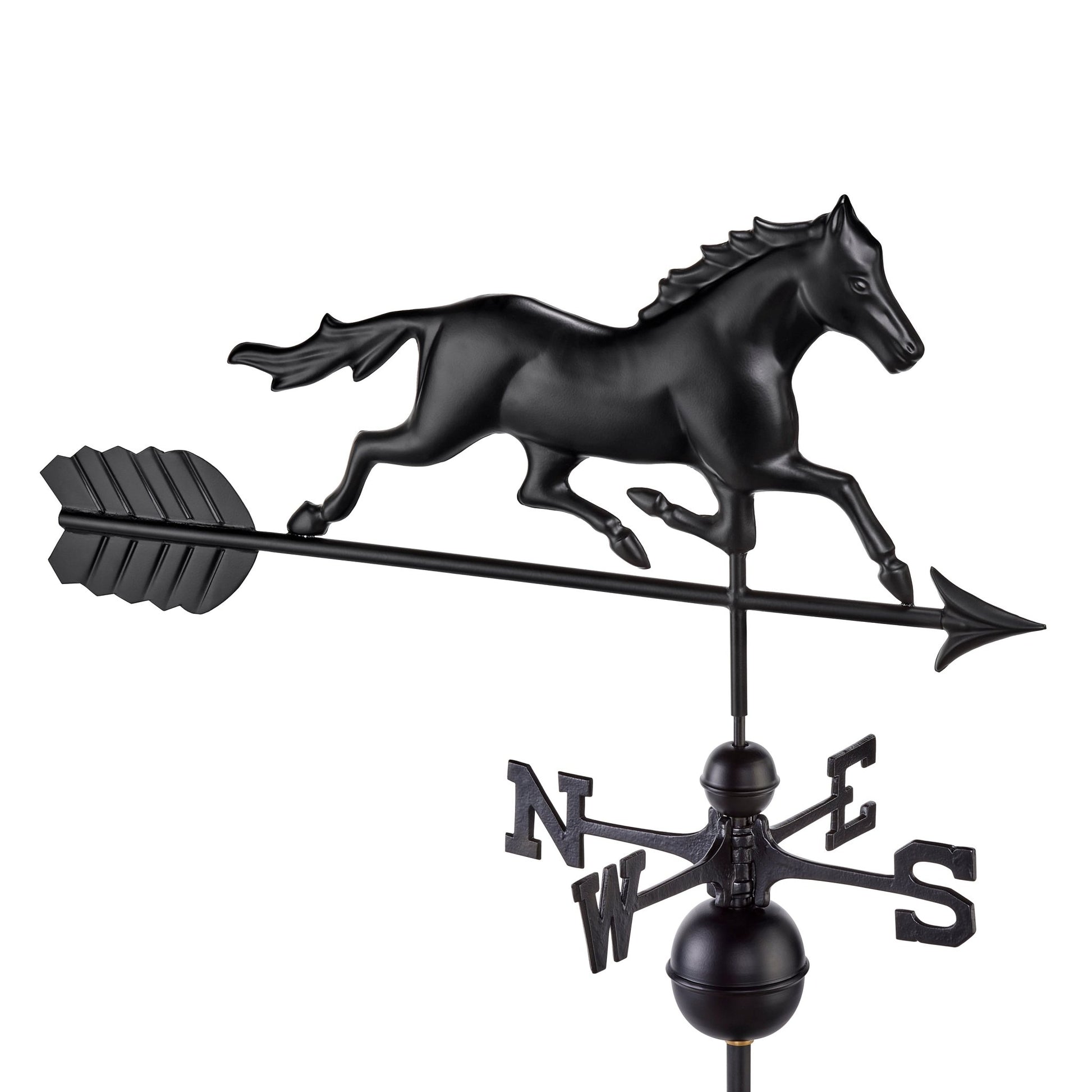 Black Aluminum Trotting Horse Standard Weathervane - Good Directions