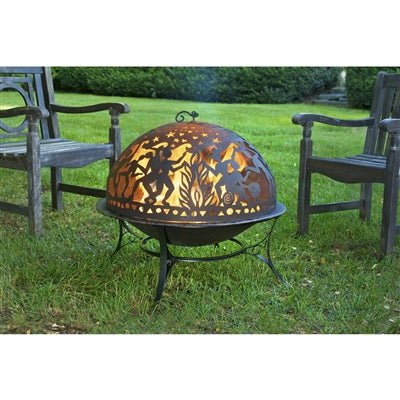 Fire Pit with Full Moon Party FireDome Spark Screen - Good Directions