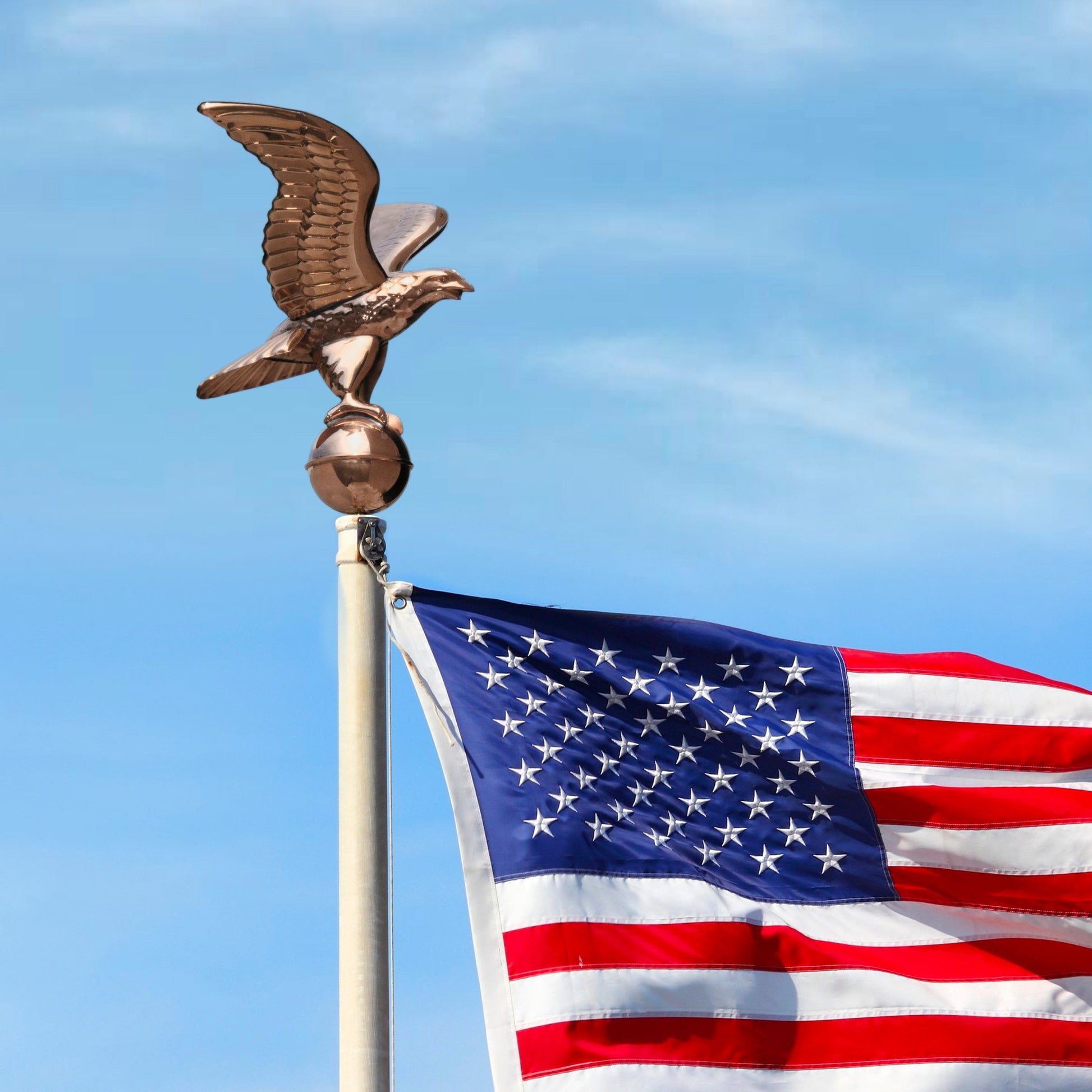 Eagle with Ball Flagpole Topper, 16" Wingspan - Good Directions
