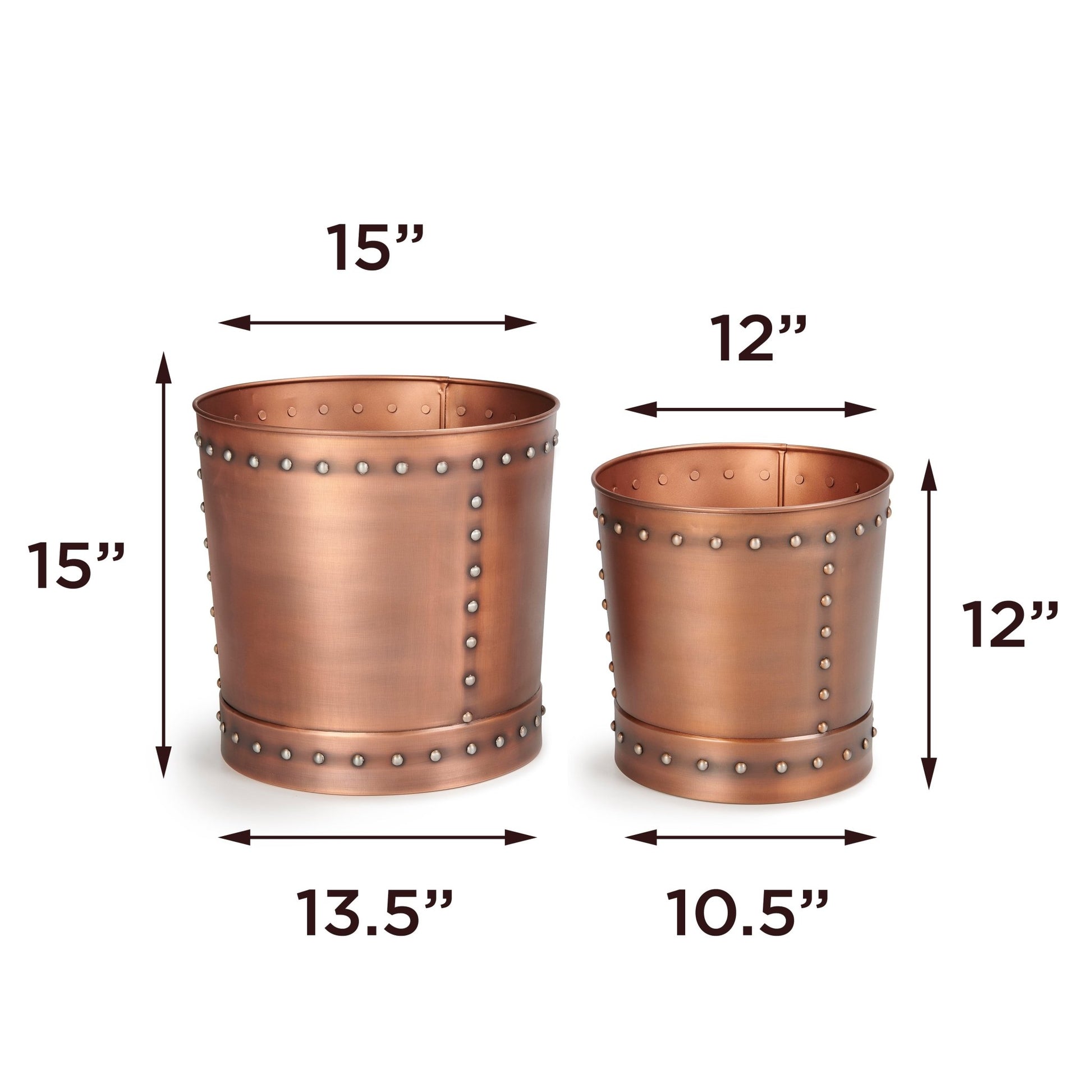 Large Riveted Copper Planter Set of 2 - Good Directions