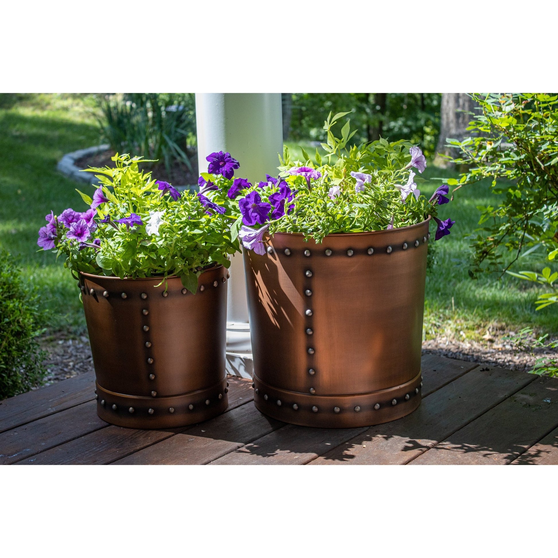 Large Riveted Copper Planter Set of 2 - Good Directions