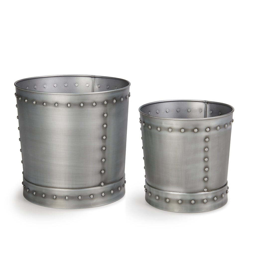 large stainless steel plant pots Large Riveted Zinc Planter Set of 2 – Good Directions