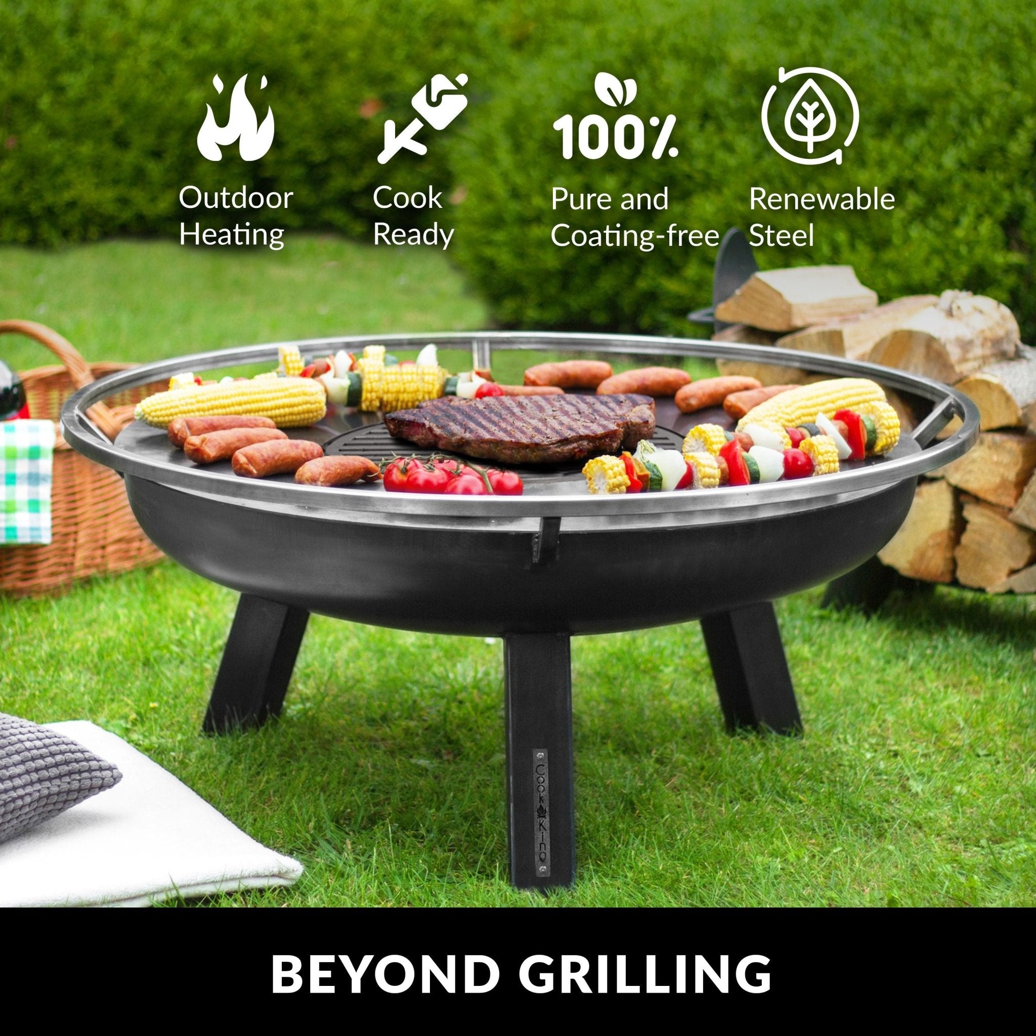 thumbnail image 2 of Crystals Portable 3-in-1 BBQ Grill, Fire Pit & Garden Heater - Outdoor Metal Fire Bowl 2 of 6